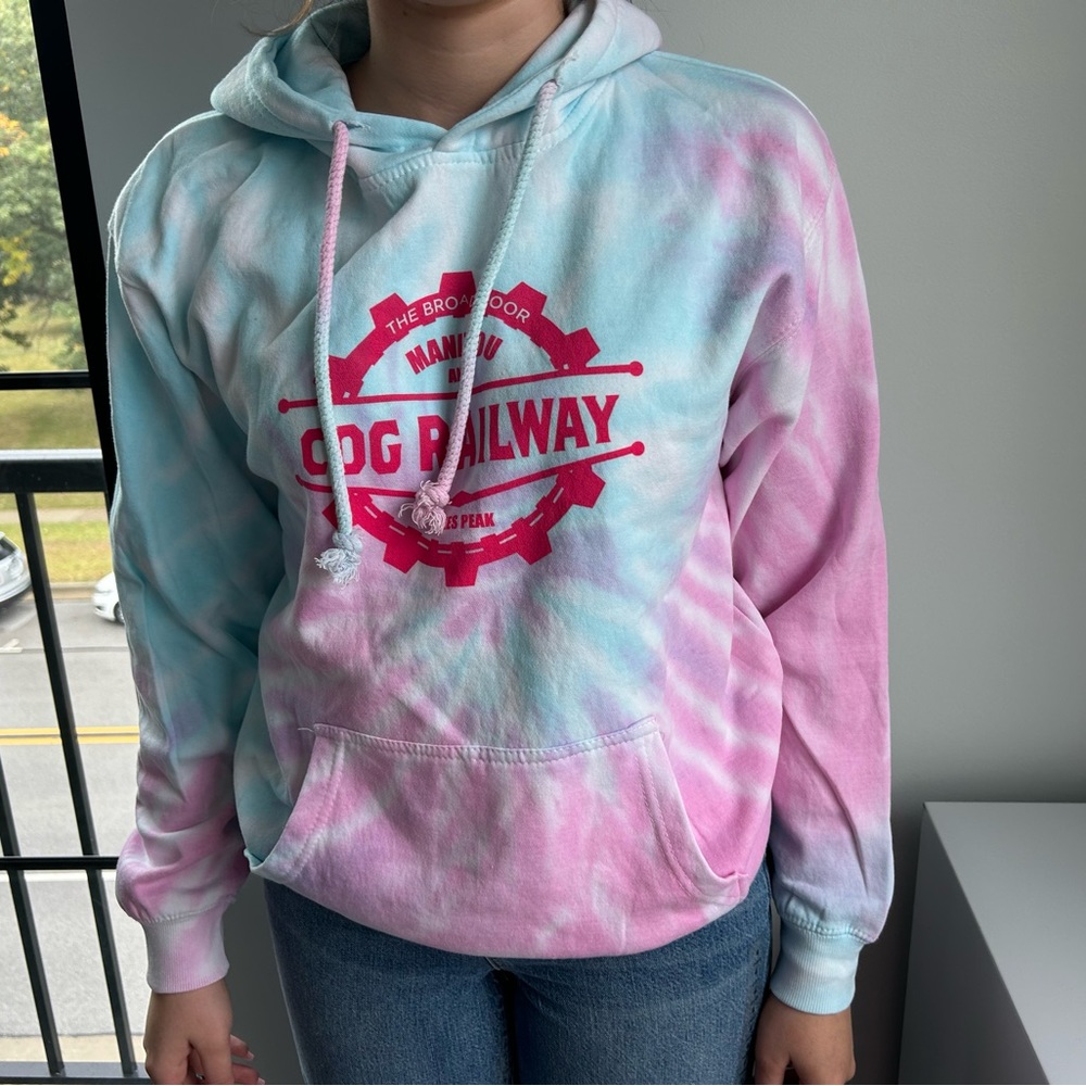 Blue and pink tye dye sweatshirt